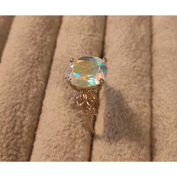 Designer Badavici Ring Size 10 925 Sterling Silver 12x10mm Tavalite Topaz - Picture 2 of 4